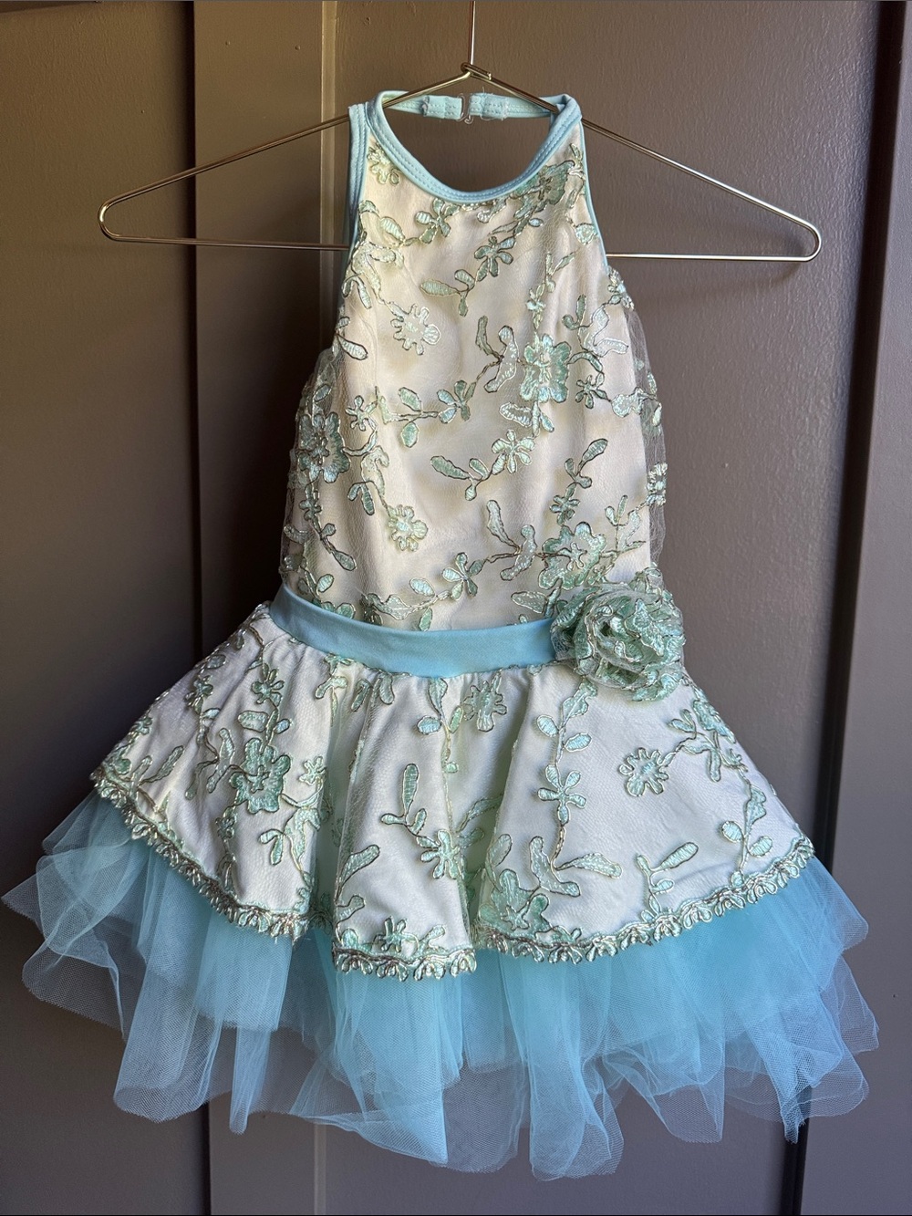 Revolution Mint Blue Floral Tulle Dance Dress - Kids Costume